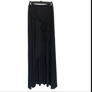 Black hi low rayon maxi skirt.
